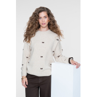 Geisha pullover embrobowtie sand brown