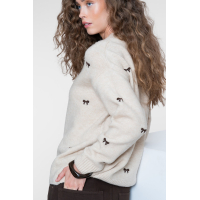 Geisha pullover embrobowtie sand brown