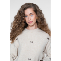 Geisha pullover embrobowtie sand brown