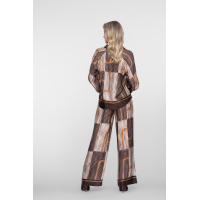 Geisha pants satin AOP brown