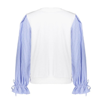 Geisha Sweater striped sleeves, off-white/light blue