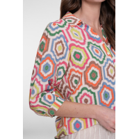 Geisha blouse, ecru/tabacco/pink