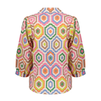 Geisha blouse, ecru/tabacco/pink