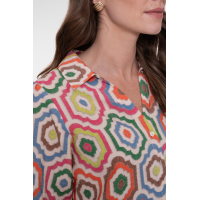 Geisha blouse, ecru/tabacco/pink