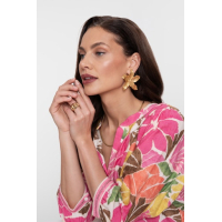 Geisha blouse, ecru/tobacco/pink