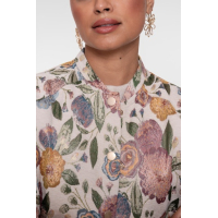 Geisha Bomber jacket leaves, sand/green/gold