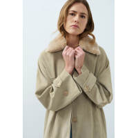 YAYA Nepleren lange jas met losse kraag cashmere grey.