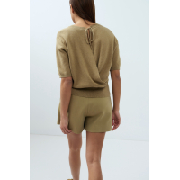 YAYA Trui met korte mouwen en open rug green