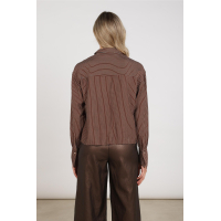 Nukus alice blouse stripes embroidery chocolate