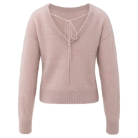 YAYA Soft sweater with V-back, shadow gray pink