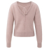 YAYA Soft sweater with V-back, shadow gray pink