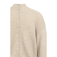 YAYA Sweater with buttoned back tan brown melange