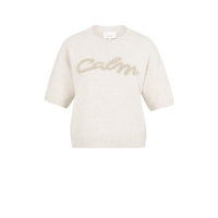 YAYA Sweater with fluffy text heather grey melange