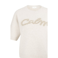 YAYA Sweater with fluffy text heather grey melange