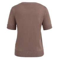 YAYA Sweater with rolled-up sleeves deep taupe brown.
