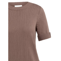 YAYA Sweater with rolled-up sleeves deep taupe brown.