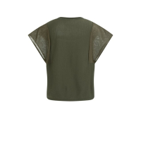YAYA Sweater with transparant short army green