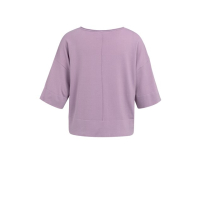 YAYA Boothals oversized fijngebreid T-shirt korte mouw lavender purple