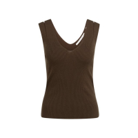 Geribd tanktop met schouderslit slate black brown