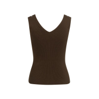 Geribd tanktop met schouderslit slate black brown
