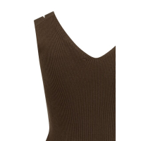 Geribd tanktop met schouderslit slate black brown