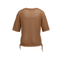 YAYA Trui met korte mouw en structuur artwork brown