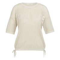 YAYA Trui met korte mouw en structuur artwork beige