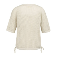 YAYA Trui met korte mouw en structuur artwork beige