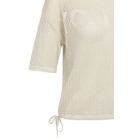 YAYA Trui met korte mouw en structuur artwork beige