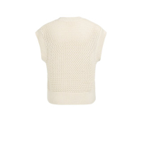 YAYA Mesh stitch sleeveless cardigan creme beige