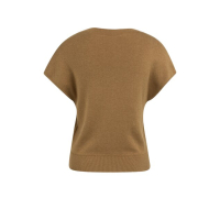 YAYA Mouwloos gebreid vest met knopen foxtrot brown