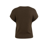 YAYA Mouwloos gebreid vest met knopen slate black brown melange