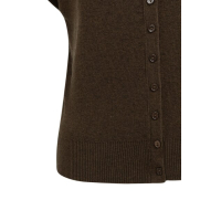 YAYA Mouwloos gebreid vest met knopen slate black brown melange