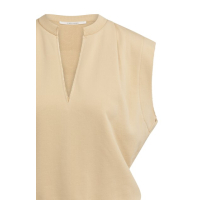 YAYA Mouwloos sweatshirt met v-hals semolina brown