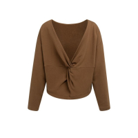 YAYA Sweatshirt met geknoopt detail achter partridge brown