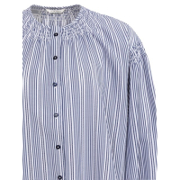 YAYA Striped blouse with shirring navy blazer dessin