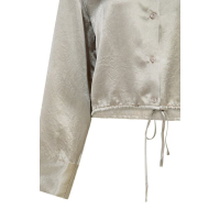 YAYA Crinkle blouse with drawstring crockery brown