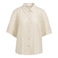 YAYA Jacquard blouse met korte mouwen beige