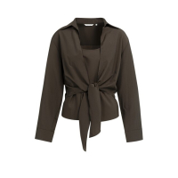 YAYA Twinset met geknoopte blouse en singlet delicioso brown
