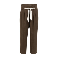 YAYA High-waist rechte broek met sjaalriem detail delicioso brown