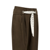 YAYA High-waist rechte broek met sjaalriem detail delicioso brown
