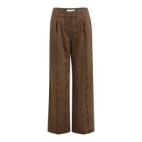 YAYA Wijde broek met krijtstreep en satijnen detail slate black brown dessin