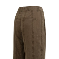 YAYA Wijde broek met krijtstreep en satijnen detail slate black brown dessin