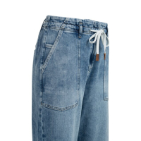 YAYA Loose fit worker straight denim mid blue denim