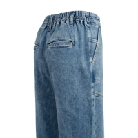 YAYA Loose fit worker straight denim mid blue denim