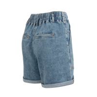 YAYA Loose fit worker shorts mid blue denim