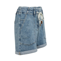 YAYA Loose fit worker shorts mid blue denim