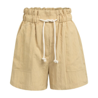 YAYA Bermuda met paperbag taille en cargozakken safari brown