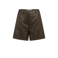 YAYA Gecoate geweven high-waist short delicioso brown