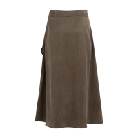 YAYA Woven midi skirt with wrap effect washed brown
